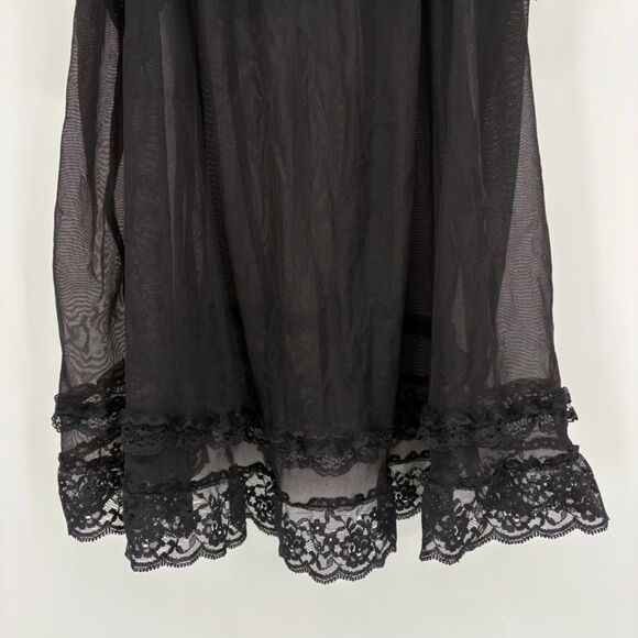 Victoria's Secret Lace Trim Sheer Black Cami, Large, Adjustable Straps Romantic - Picture 4 of 9